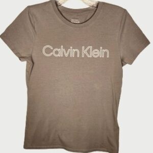 Women's Tan Calvin Klein Performance Stretch T-shirt - Size XS